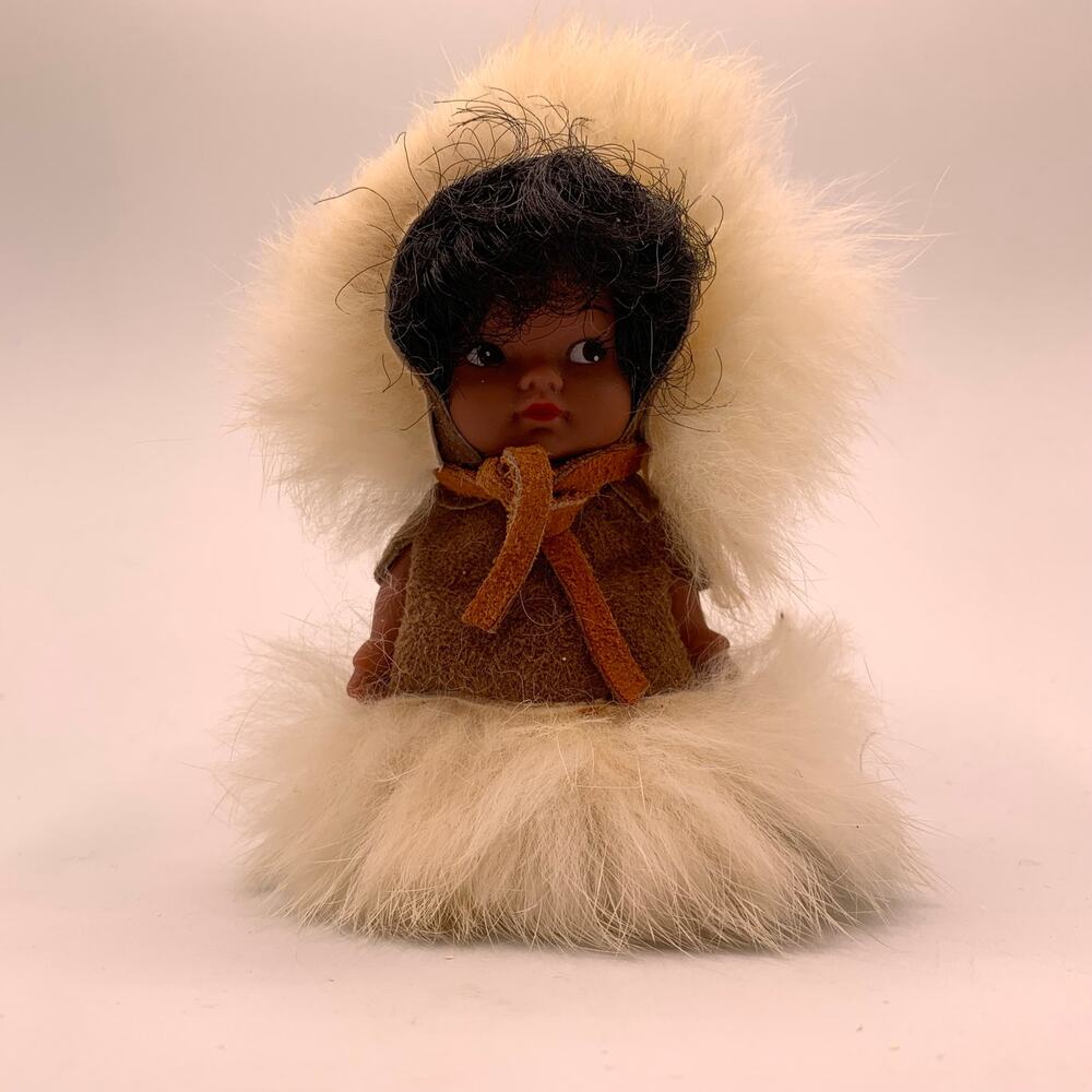 Vintage Inuit Alaskan Arctic Parka Doll Faux Fur Trim Parka Figure